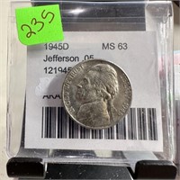 1945-D JEFFERSON NICKEL HIGH GRADE SILVER WAR