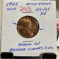1945  WHEAT PENNY CENT REV CLASHED DIES