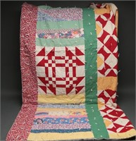 Vintage Handmade Patchwork Block Pattern Quilt