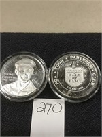 (2) PAYNE STEWART PGA TOUR COLLECTIBLE COINS