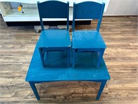 Painted Blue Children's Table w/2 Side Chairs