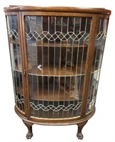 AMERICAN LEADED GLASS BOW FRONT DISPLAY CABINET
