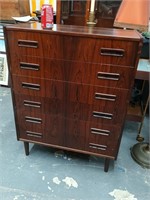 Mid-Century 6 drawer chest,  measures 30"w 16"d