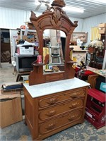 Marble top Victorian Dresser with mirror 3