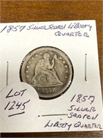 1857 SILVER SEATED LIBERTY QUARTER