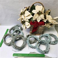 Decorative wood wreaths and basket