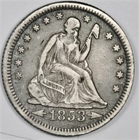 1853 o w/Rays and Arrows Liberty Seated Quarter