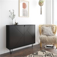 Slim Black Accent Cabinet with 2-Doors BY NEXERA