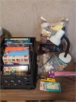 Collection of sewing and hobby items and books