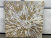 Canvas Gold & White Flower Painting