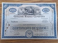 Collins radio company stock certificate