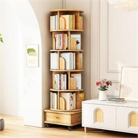 Bookshelves 5-Tier, Rotating Bookshelf Tower for C