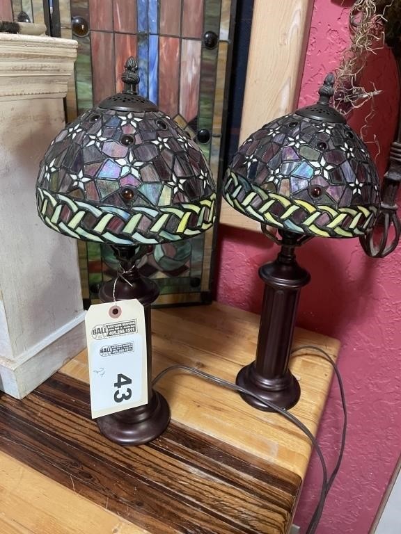 Lamps with leaded glass shades