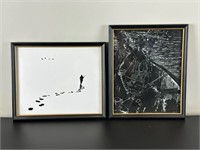 (2) Framed B&W Duck Hunter Prints