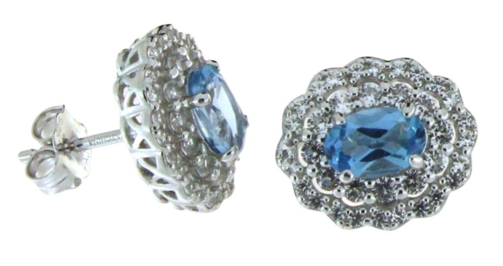 Stunning 3.40 ct Blue Topaz Halo Earrings
