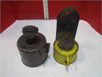 Vintage tin oil lamp, portable oil, torch,