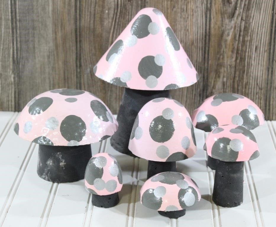 Concrete Pink Polka Dot Mushrooms