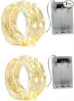 2 x 50LEDs Fairy Lights Battery Operated, Silver