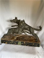 Metal and granite german shepherd dog statue