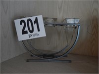 METAL AND GLASS CANDLE HOLDER 7"X9"