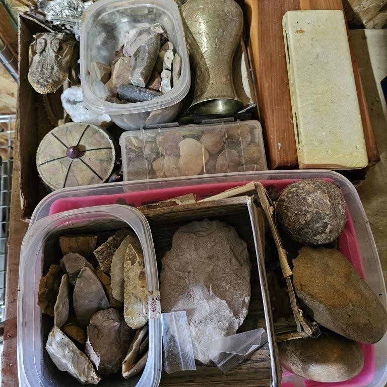 Collection of Rocks, Arrowheads & Crystals