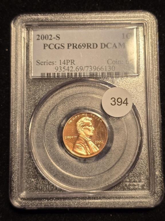 2002S Lincoln Cent PCGS PR69RD DCAM