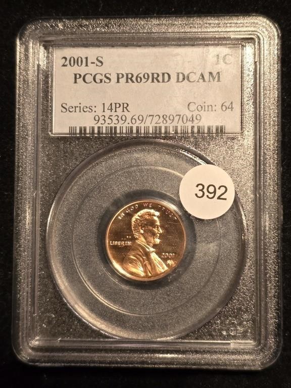 2001S Lincoln Cent PCGS PR69RD DCAM