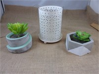 Faux Succulents/Candle Holder - NEW