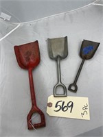 3 Metal Mini Shovels 8" 9" & 10"