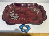 Vintage Marino Lackerware tray & Japan Turquoise