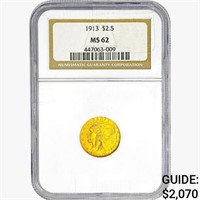 1913 $2.50 Gold Quarter Eagle NGC MS62