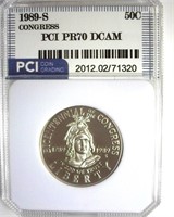 1989-S 50c Congress PR70 DCAM LISTS $140