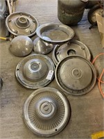Collection Of Hubcaps W/ Different Sizes & Brands