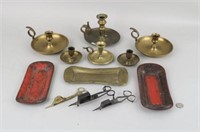 Large Group Brass/Tole Lighting Wares