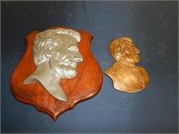 2 Abraham Lincoln Wall Plaques Brass & other