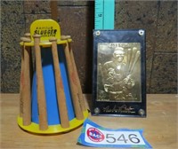 BABE RUTH PICTURE, MINITURE BAT COLLECTION