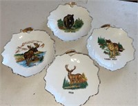 (4) Wild Animals of Canada Japan Dishes