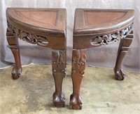 Carved Wood Stool / Table with Claw on Ball Feet