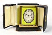 Eterna Yellow Enamel & Silver Clock