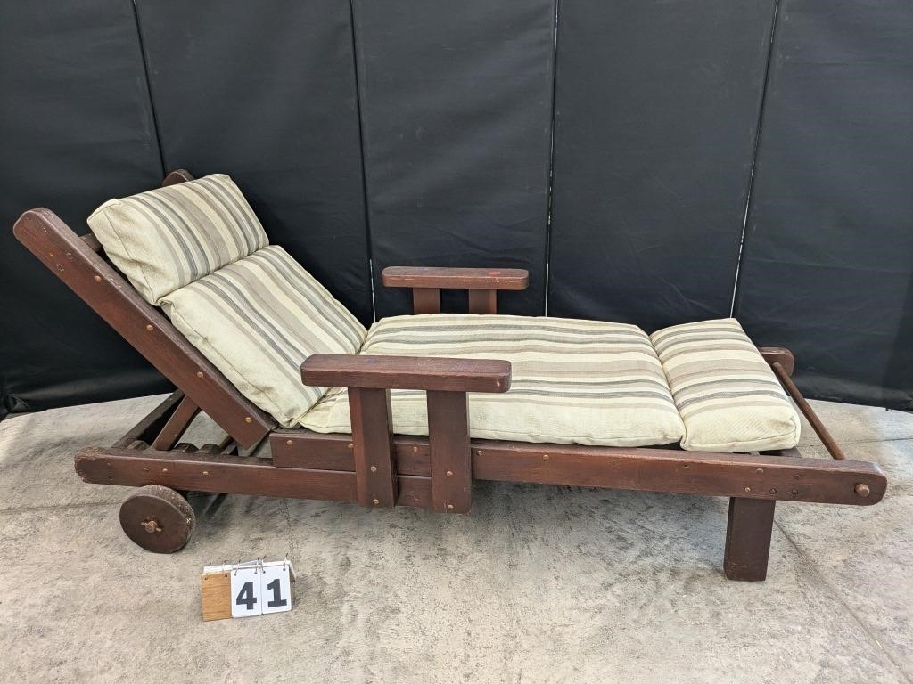 Redwood Stain Chaise Lounge w/ Cushions