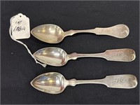 3 coin silver teaspoons by D.P.Armer Richmond