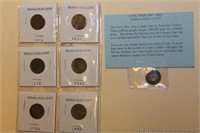 1 Civil War & 6 Indian Head Cents (See Desc)