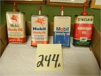 (4) Oil Cans - (3) Mobil & (1) Sinclair