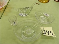 (4) Signed Heisey Glass Pieces