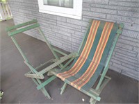 2 wooden lawn chairs