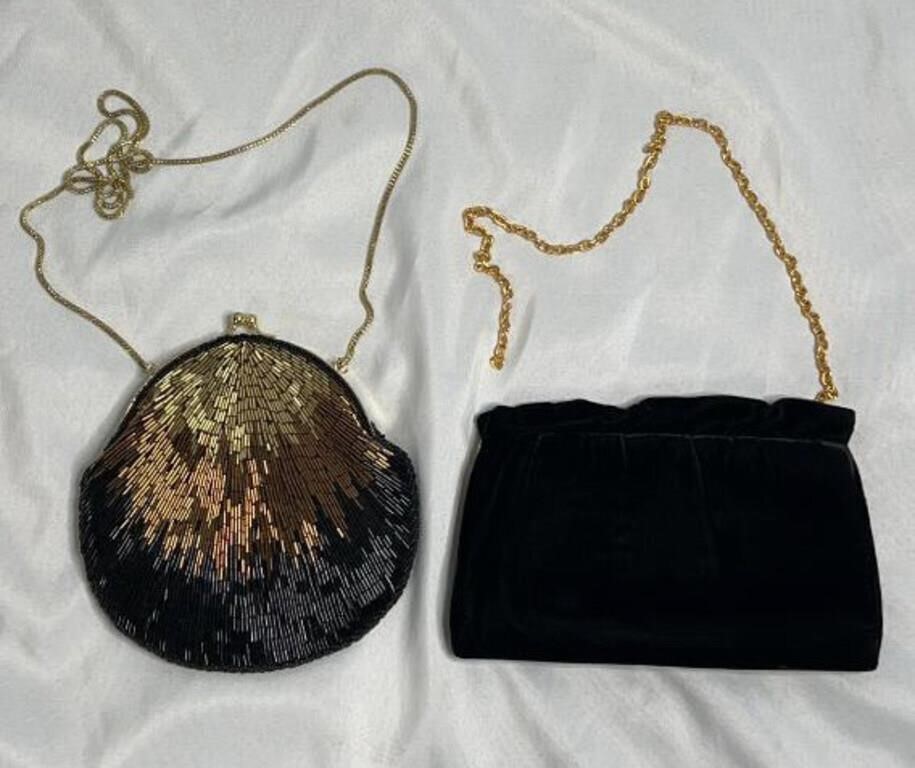 2 Vintage Ladies Clutches with Chain Straps