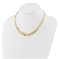 14 Kt- Polished Textured3 Layer Cable Necklace