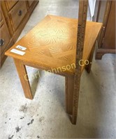 WOOD SIDE TABLE W/ PARQUAY TOP