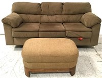 2pc. Cloth Rolled Arm Sofa W/ Ottoman