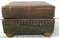 Faux Gator Skin Leather Ottoman